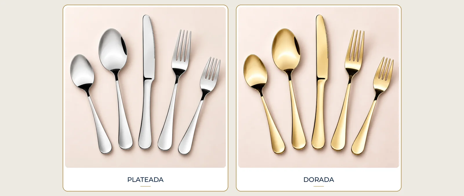 Catálogo de cubertería: Plateada, Dorada